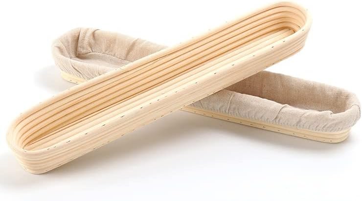 Baguette banneton set van 2 rieten broodmanden 38 cm met linnen liner voor brood bakken en fermentatie