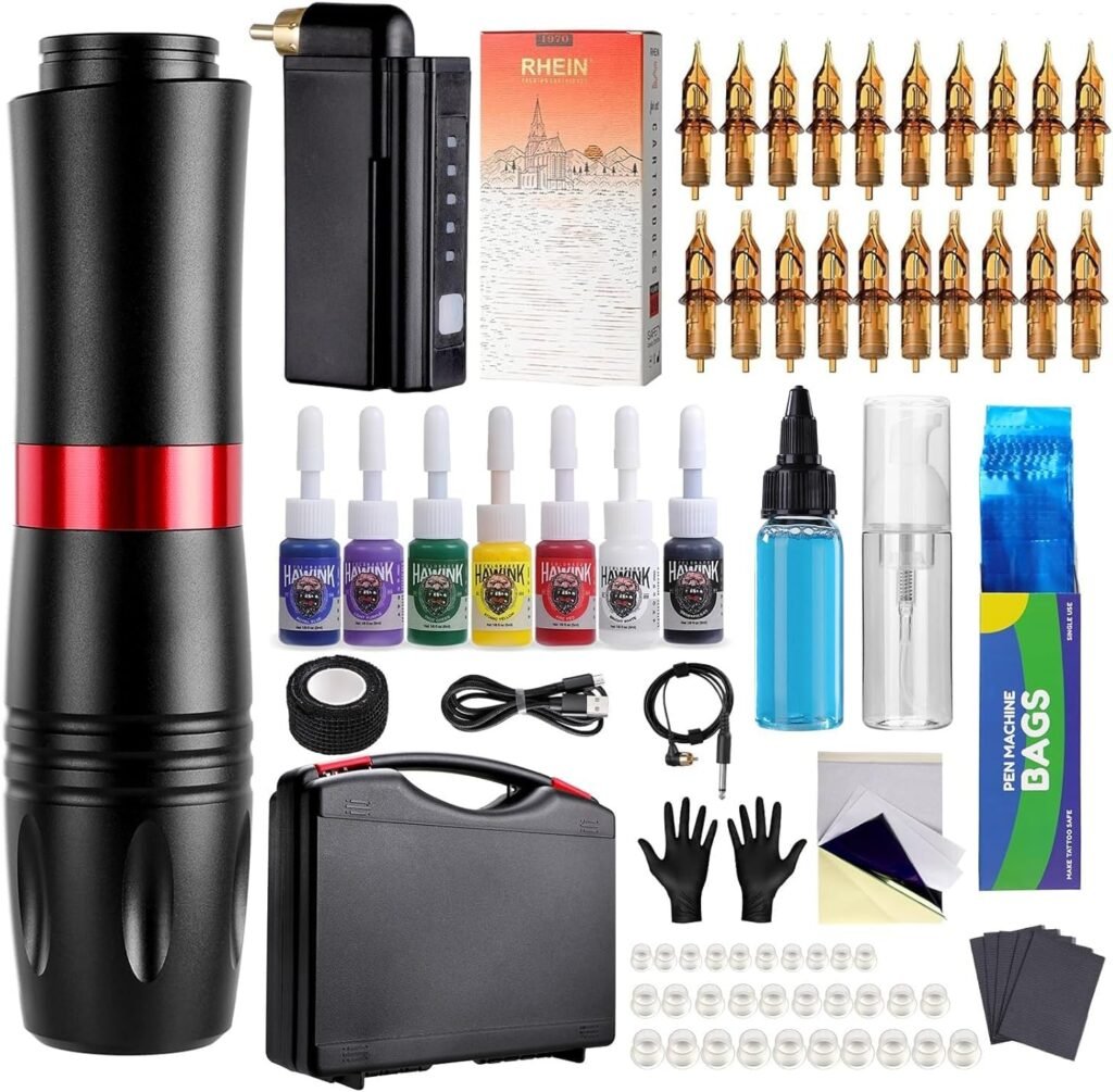 Draadloze tattoo pen met cartridge systeem voor professionele tatoeages en precisiewerk met accessoires voor kunstenaars