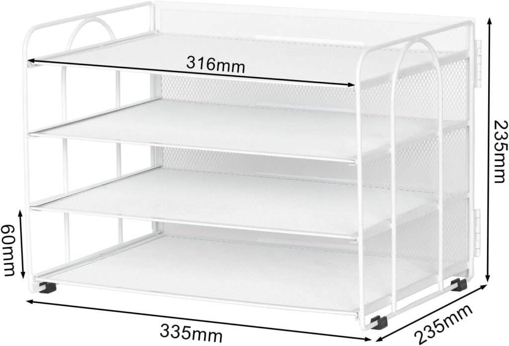 4-laags bureau organizer A4 mesh documentenhouder witte papierbak tijdschriften rek kantoor opbergsysteem bureau opslag rac