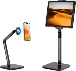 Tabletstandaard Magnetisch Opvouwbaar – iPad Houder Bed en Bureau – 360° Draaibare Metalen Arm Verstelbare Tablet Houder – Handsfree Gebruik
