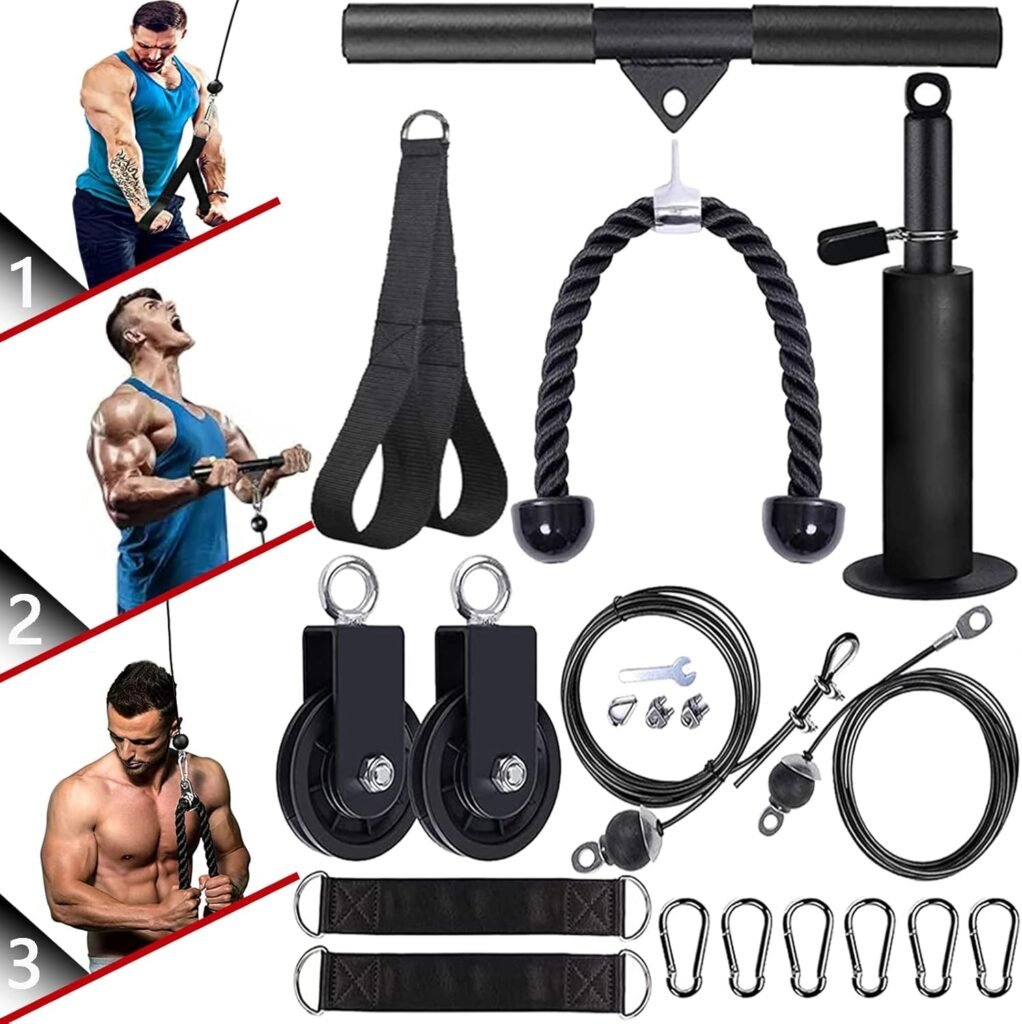 Pulley cable system fitness set voor thuisgym krachttraining biceps triceps schouders en rug met kabelsysteem voor arm- en spiertraining