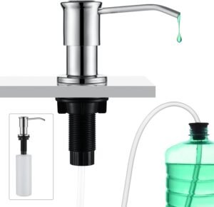 Inbouw zeepdispenser gootsteen – 500ml zeeppomp keuken vaatwasmiddel dispenser – 1m verlengslang bovenaf navulbaar – mat zwart