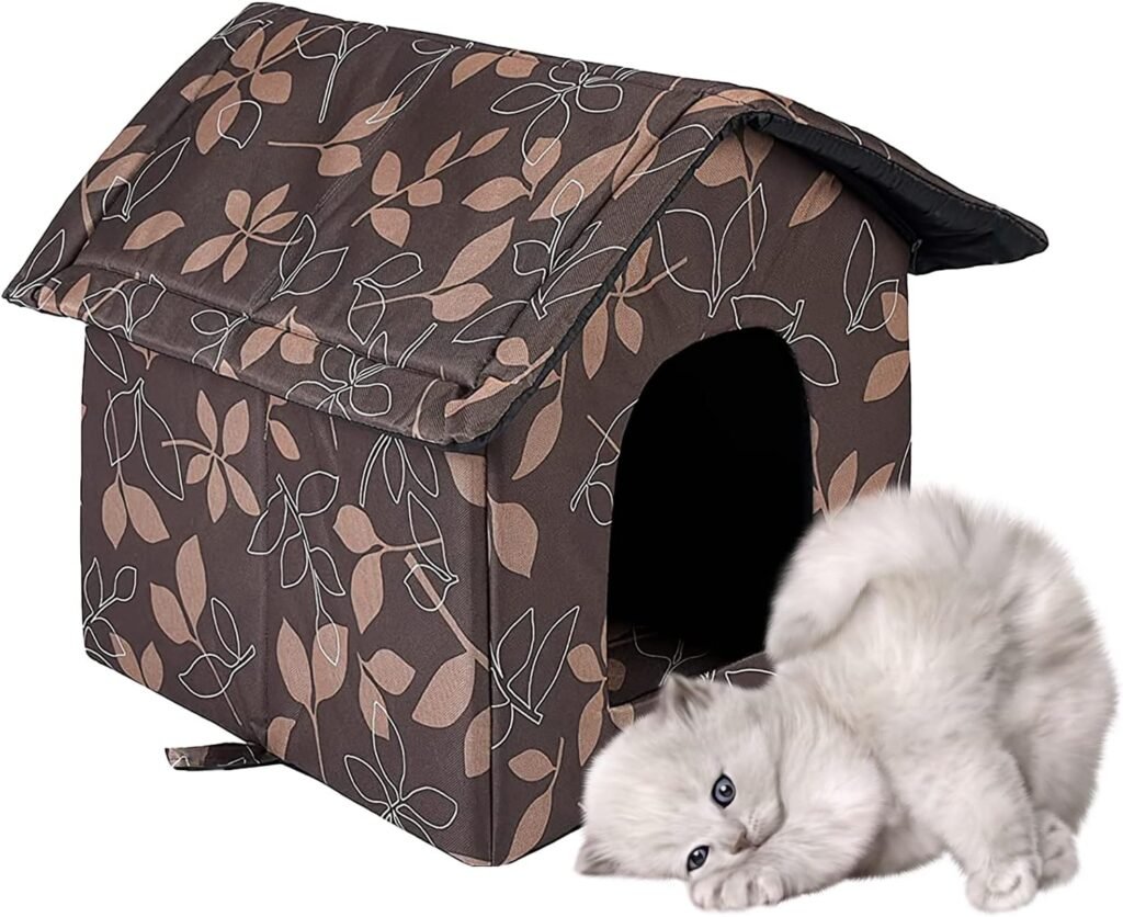 Outdoor kattenhuis winterproof waterdicht en weerbestendig met warme voering voor katten en kleine honden buitenverblijf opvouwbaar huisje voor huisdieren