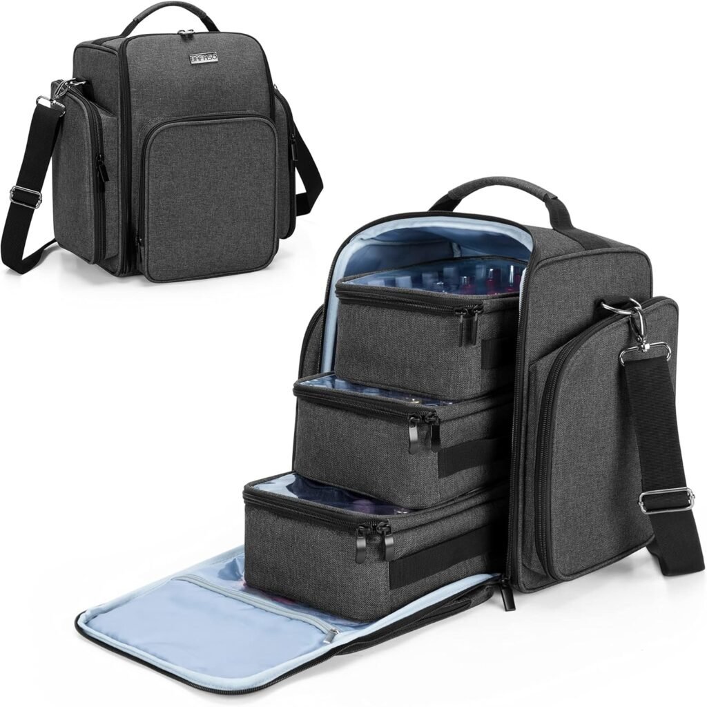 nagellak organizer opbergtas 72 flessen nagellak koffer met verwijderbare vakken en meerdere opbergvakken zwart compact reis en salon opbergcase