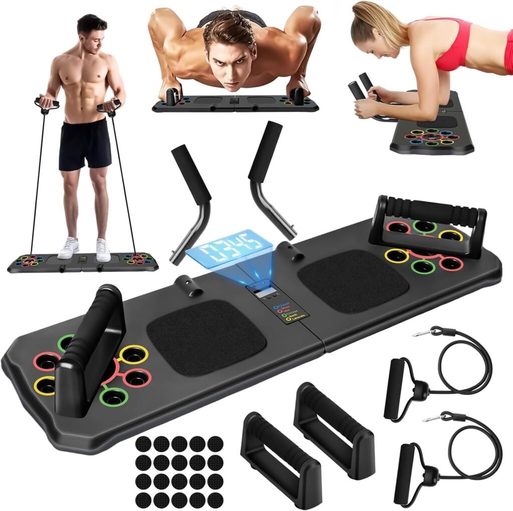 Opvouwbaar push up board met handgrepen voor thuis fitness, krachttraining voor borst, schouders, triceps en rug, multifunctioneel trainingsbord