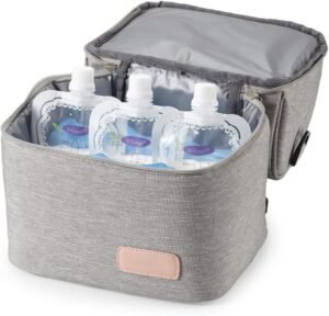 Borstmelk Koeltas Rugzak Geïsoleerd – Thermische baby melk tas – Waterdichte lunch en fles koeltas – Grote capaciteit draagbare rugzak grijs