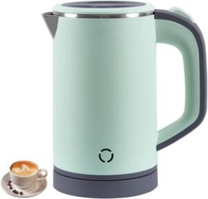 Reiswaterkoker compact – Mini waterkoker voor kamperen en gebruik onderweg – Draagbare waterkoker met handvat – Reisformaat