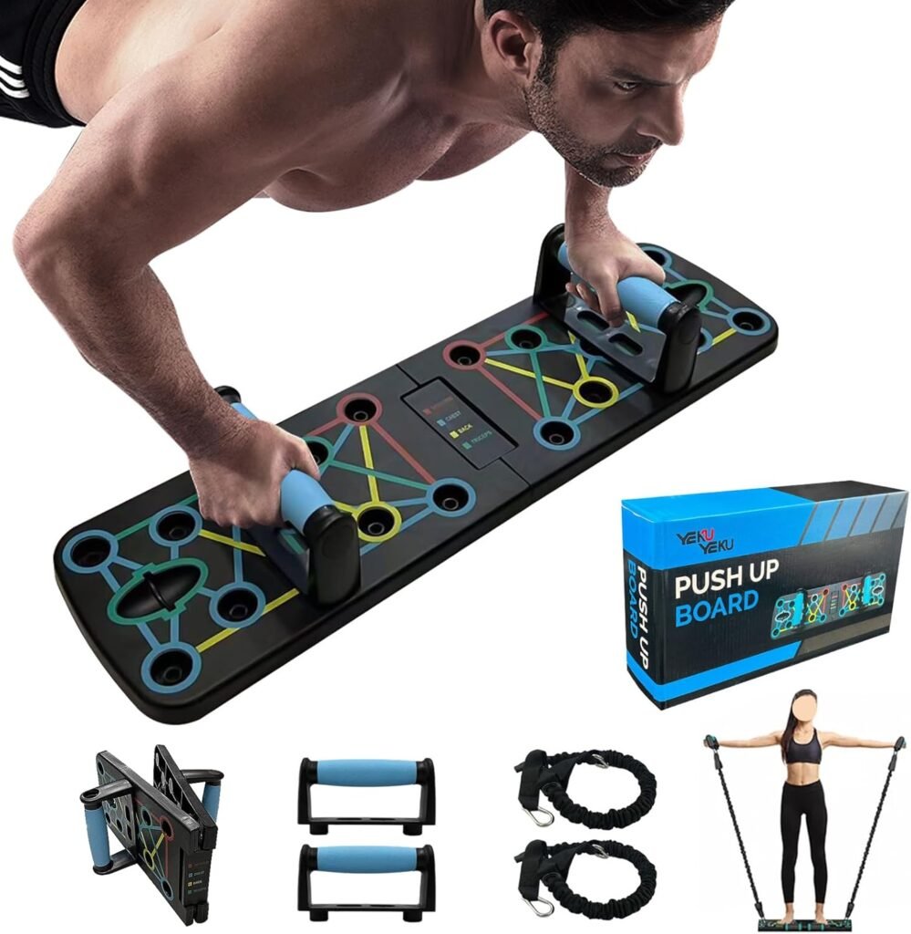Opvouwbare push up bar met weerstandskoord en handgrepen voor borst, arm en schoudertraining thuis en in de gym