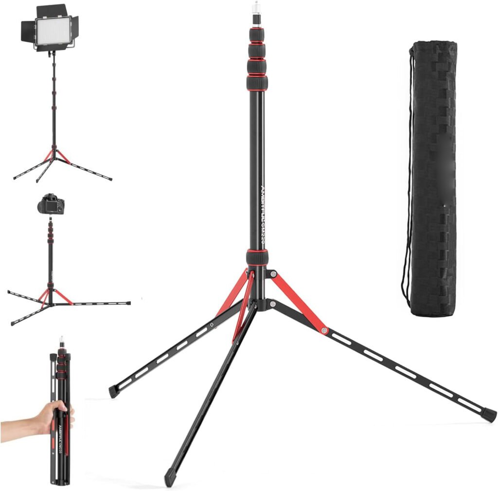 Lichtstatief 220 cm aluminium tripod verstelbaar voor ringlamp en flitslamp fotografie lichtgewicht 600g met draagtas 2.5 kg draagvermogen