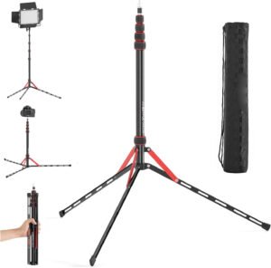 Lichtstatief 220 cm Aluminium – Verstelbaar Tripod Fotografie & Ringlamp – Lichtgewicht Draagbaar Statief – 2.5 kg draagvermogen draagtas