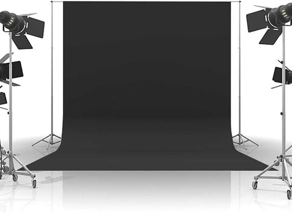 Zwarte 3x2m polyester fotografie achtergrond met clips en veerklemmen voor fotostudio en video opnames
