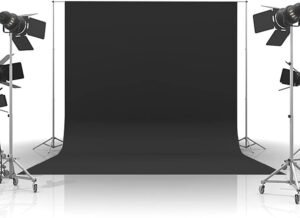 Fotografie Achtergronddoek 3x2m Zwart Polyester – Fotostudio Achtergrond voor Video en Portret – Inclusief Clips en Veerklemmen – Opvouwbaar
