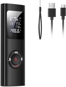 Laserafstandsmeter 60 m – USB oplaadbare rangefinder – LCD achtergrondverlichting – 0.05-60 m bereik 2 mm nauwkeurigheid draagband