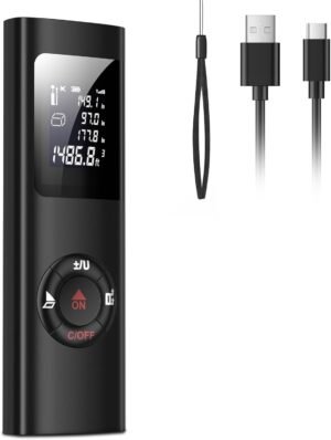Laserafstandsmeter 60 m USB oplaadbaar digitale rangefinder met LCD achtergrondverlichting 0.05-60 m nauwkeurigheid ±2 mm draagbaar met draagband