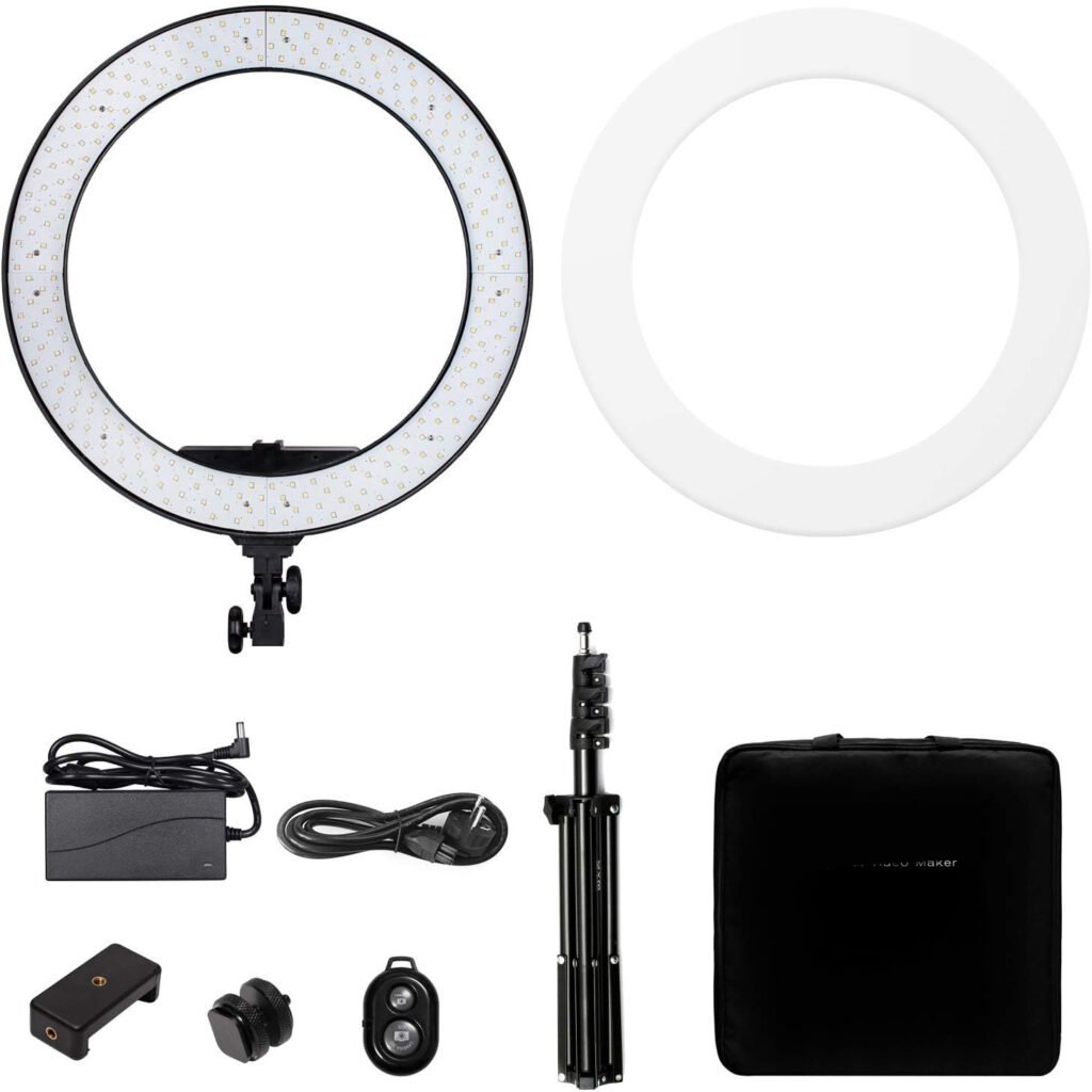 LED ringlamp met statief 48 cm dimbare ringlicht voor mobiele telefoon, fotografie, vlog, YouTube en selfie verlichting