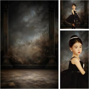 Fotografie Achtergrond 2x3m Retro Donkergrijs – Vintage Fotodoek voor Portretfotografie en Fotoshoots – Studio Achtergronddoek met Olie Effect – Wasbaar en Opvouwbaar Polyester Doek