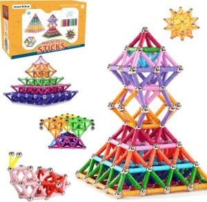 Magnetisch bouwspeelgoed 220-delig – Montessori constructiespeelgoed STEM – Magnetische blokken en staven educatief – Kinderen stapelspel