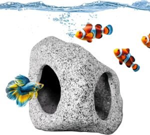 Aquarium schuilplaats steen grot – keramische vis schuilgrot aquascape – niet giftig ornament decoratie – broeden spelen rust