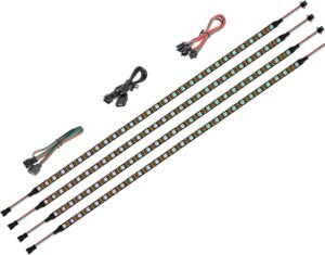 RGB PC Verlichtingsstrip Set – Adresseerbare ARGB LED Strips voor Gaming PC en PC Modding – Compatibel met 5V 3-Pins RGB Headers – 4 x 19 Inch