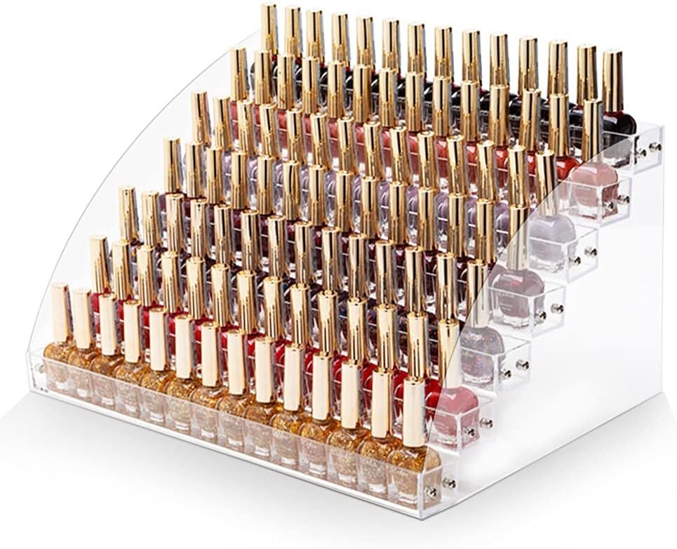 Transparante nagellakhouder als multifunctionele organizer en displaystandaard voor het overzichtelijk opbergen van nagellak en cosmetica producten