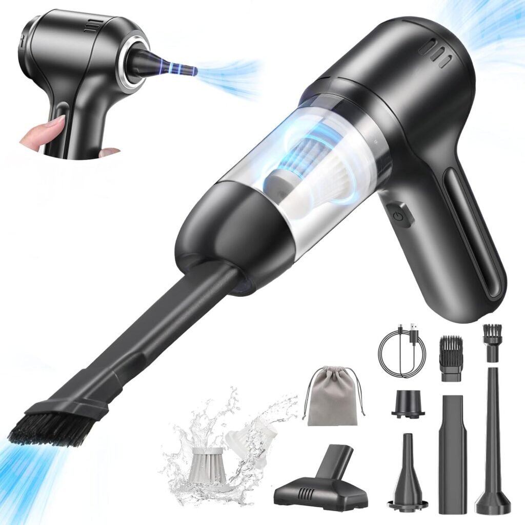 Draadloze handstofzuiger 15000 Pa compact 3-in-1 oplaadbaar mini stofzuiger met borstelloze motor voor krachtige reiniging thuis en in de auto