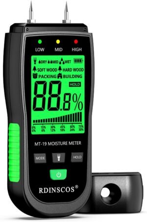 Vochtmeter zonder pin voor hout, muren, beton en metselwerk – niet-invasieve vochtmeter voor haardhout en nauwkeurige metingen