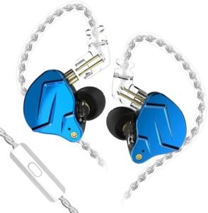 In-ear oordopjes dual driver 1BA 1DD Hifi geluid – sport en gaming oortjes met microfoon – bedrade headset voor telefoon en computer – inclusief geschenkset blauwe kabel