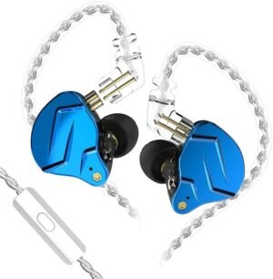 Duale driver in-ear oordopjes met 1BA 1DD HiFi geluid sport en gaming headset met microfoon compatibel met telefoon computer en tablet blauwe kabel geschenkset