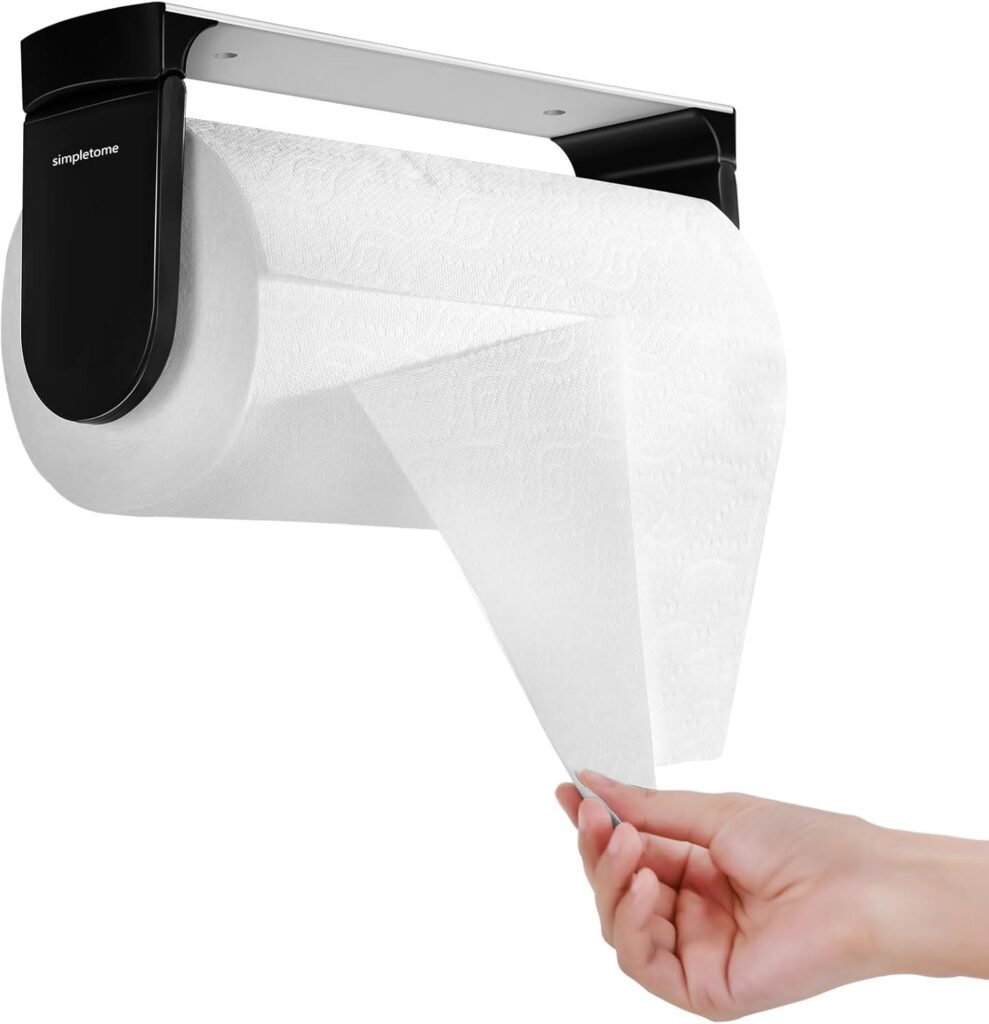 Keukenrolhouder zwart zonder boren wandmontage eenhandige bediening papierrolhouder keuken organizer opberger