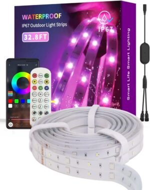 RGBW LED strip buiten 10m waterdicht IP67 slimme tuinverlichting met muzieksynchronisatie voor tuin, feest, zwembad en schutting decoratie 24V energiezuinig