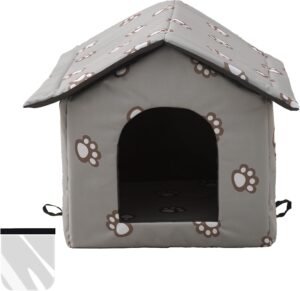 Buiten kattenhuis winterbestendig waterdicht grijs groot kattenverblijf buiten met afneembare transparante gordijnen weerbestendig dierenverblijf L grootte