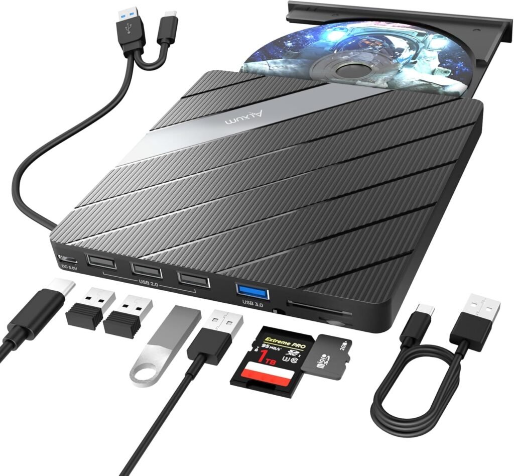 Externe DVD speler voor laptop met USB 3.0, draagbare CD en DVD drive, plug and play brander voor Windows, Mac en Linux