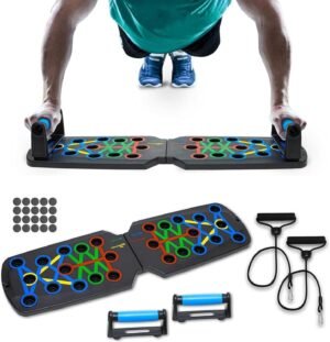 14-in-1 push-up board opvouwbaar fitnessbord met weerstandsbanden en antislip voor thuis krachttraining borst schouders rug en armen