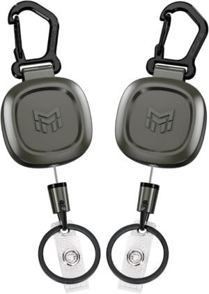 intrekbare sleutelhanger met metalen karabijnhaak duurzame sleutelclip voor sleutels en badges handig dagelijks gebruik compacte sleutelhouder