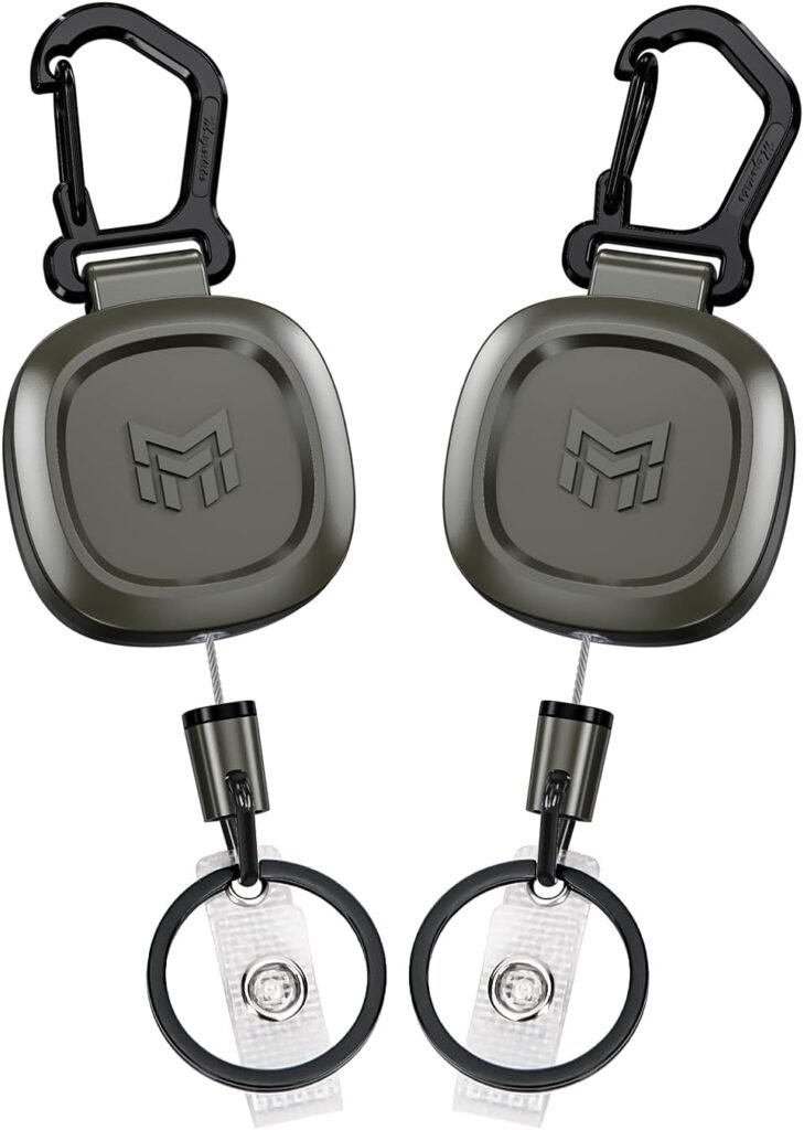 intrekbare sleutelhanger met metalen karabijnhaak duurzame sleutelclip voor sleutels en badges handig dagelijks gebruik compacte sleutelhouder