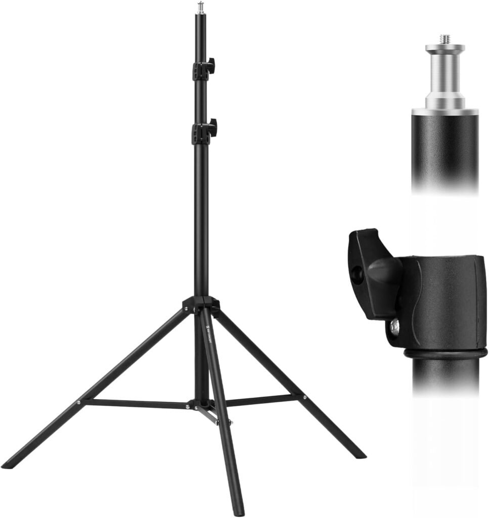 280 cm metalen lichtstatief voor fotografie en video met 1/4 inch aansluiting, geschikt voor studioflitser en reflector inclusief statieftas en wielen
