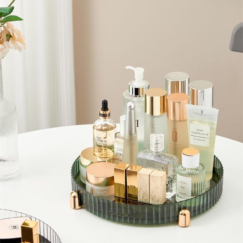 360° draaibare make-up organizer voor cosmetica en parfum, transparante kaptafel en badkamer opberger tray