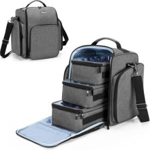 Nagellak organizer 72 flessen – Nagellak koffer opbergcase – 3 verwijderbare pouches en meerdere opbergvakken – Grij