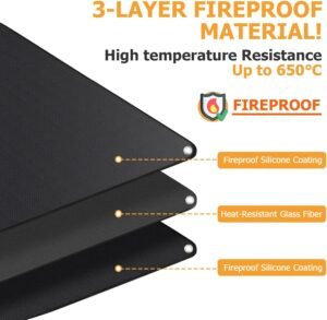 Vuurvaste Grillmat Hittebestendig 650°C – Siliconen Glasvezel Beschermmat voor Barbecue en Vloerbescherming – Anti-aanbak Outdoor Mat – 100 x 120 cm