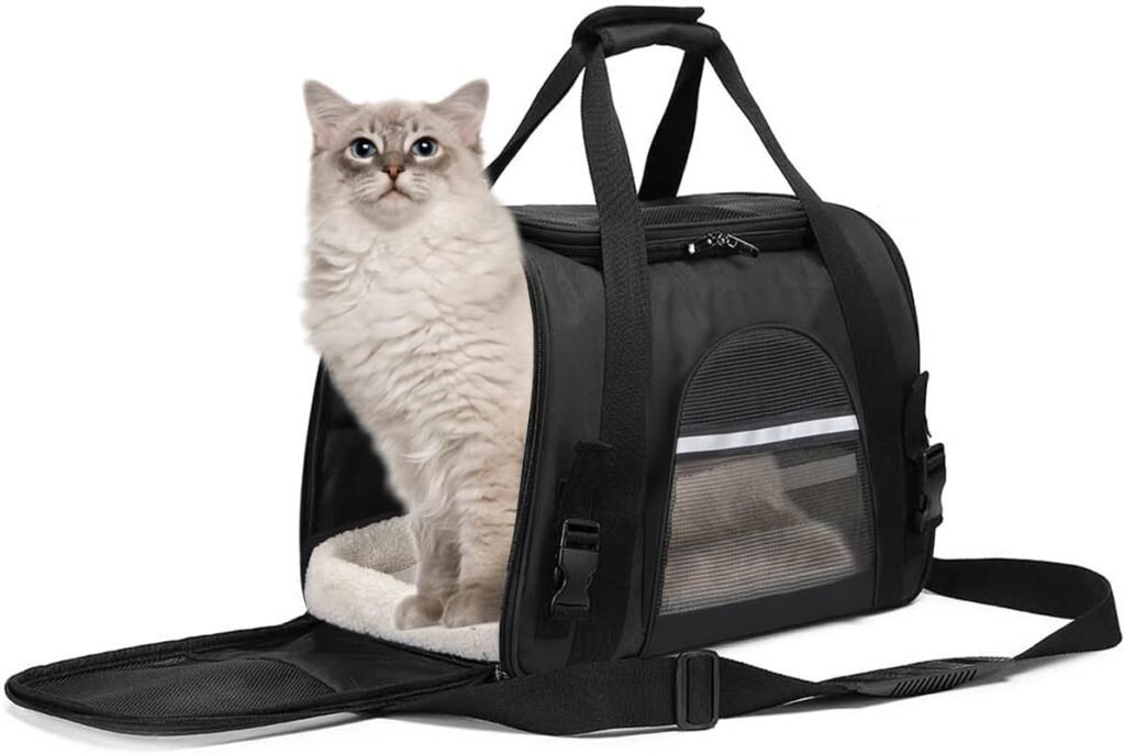 Vouwbare honden transportbox voor kleine honden en katten - ademende dierenbox met afneembaar pluche matras voor veilig reizen - roze 43x28x25 cm