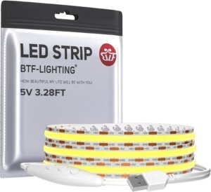 COB LED Strip 1 Meter – Dimbare Natuurlijke Witte Verlichting – Flexibele Lichtstrip met Hoge Dichtheid CRI 90 – USB Aangedreven 320 LEDs/m 7W