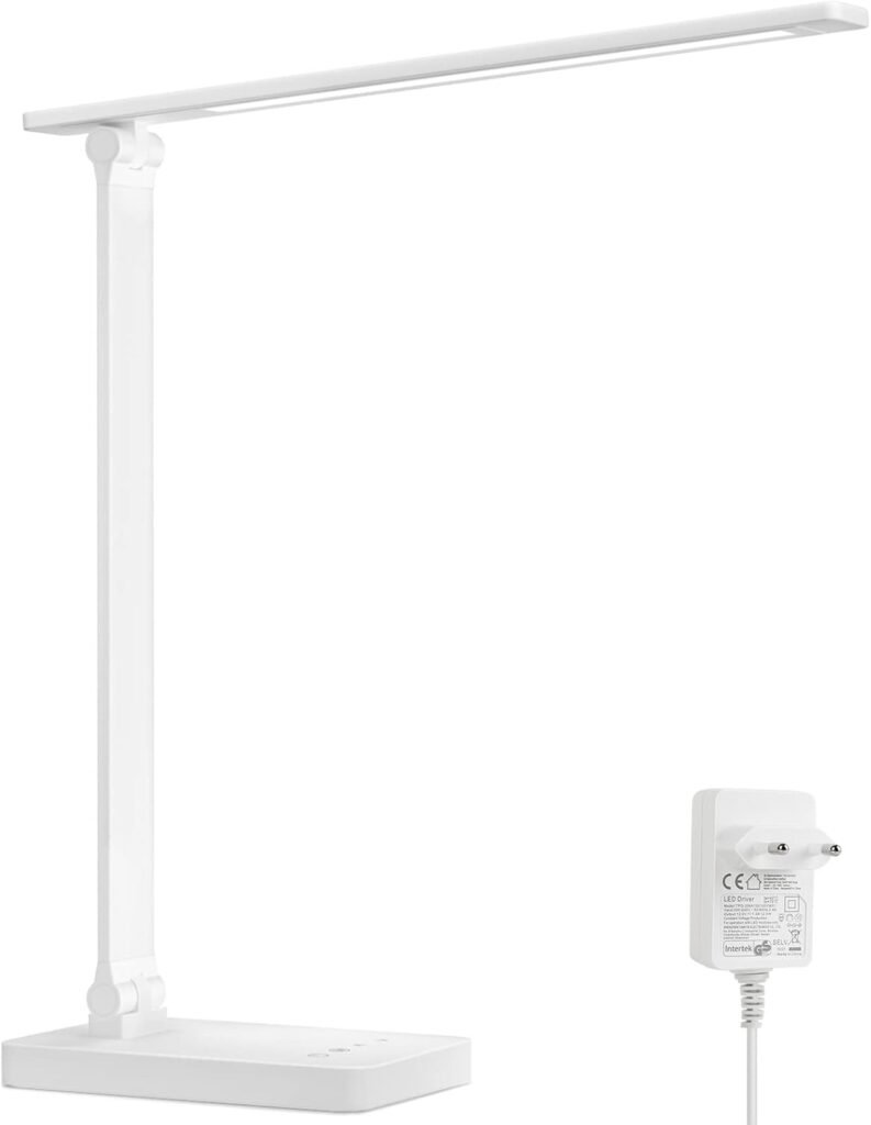 LED bureaulamp wit dimbaar 3 lichtkleuren 5 helderheidsniveaus 655 lumen oogvriendelijke tafellamp daglicht nachtlampje kantoor slaapkamer kinderkamer