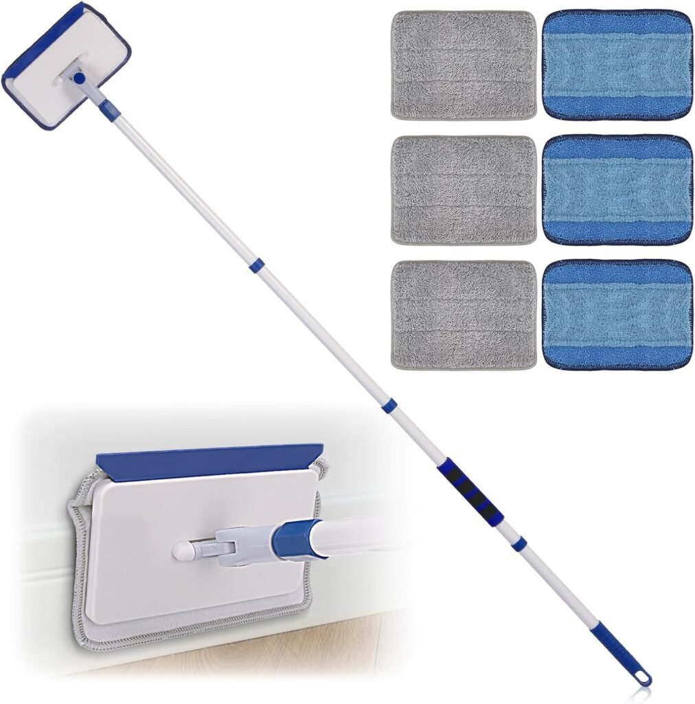 Plintenmop 152 cm lange steel vloerreiniger duster voor plinten plafond badkamer keuken tegels ramen herbruikbare pads mop gereedschap