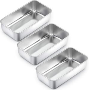 Bakvorm Set RVS 3 Stuks – Broodvorm en Cakevorm voor Ovengebruik – Vaatwasserbestendig Bakvormen Set – 23,5×12,7×6 cm
