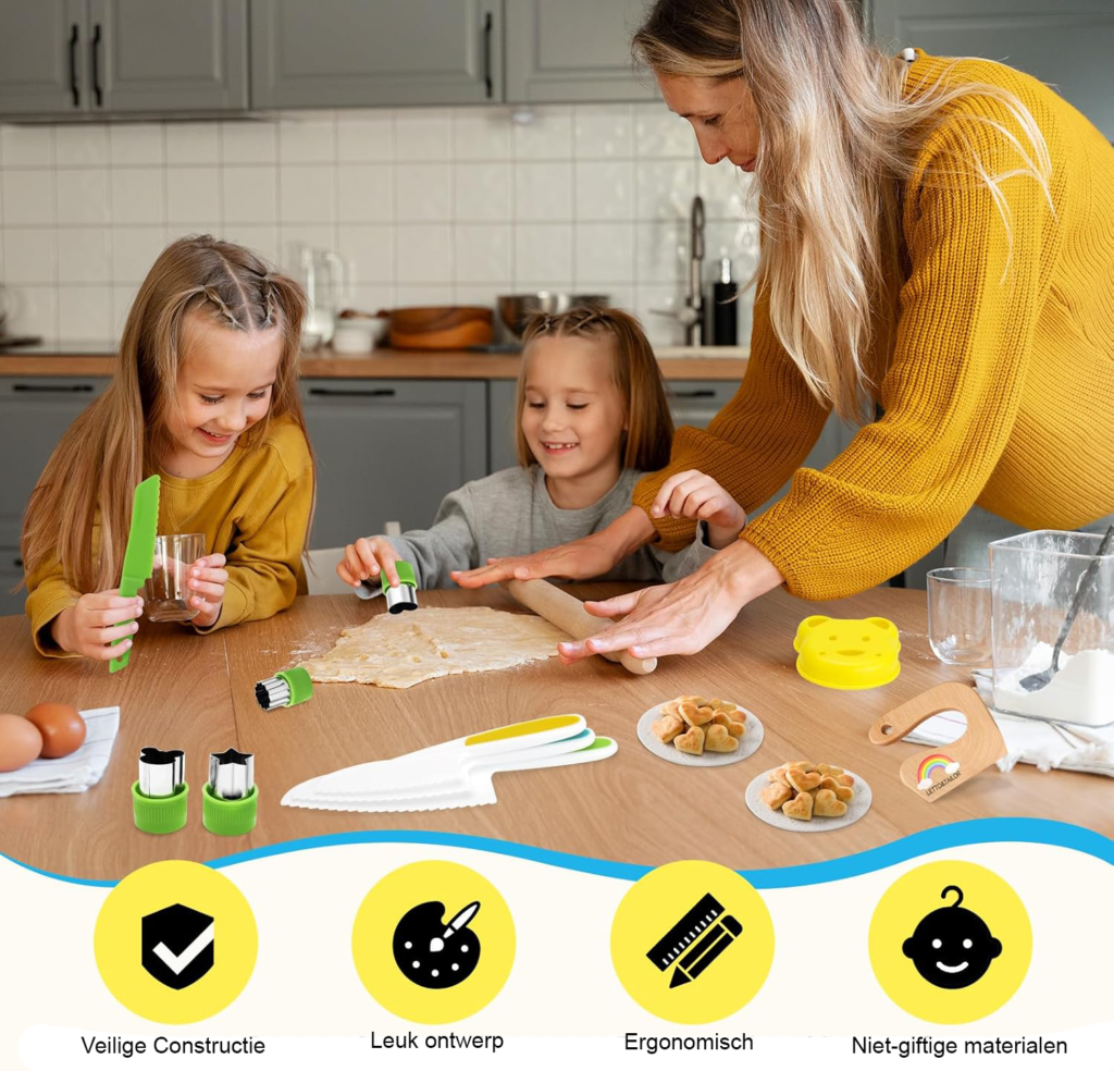 28-delige kindermessenset veiligheidsmessen voor keuken met plastic mes vouwmes tomatenmes en Y-schilmes set voor kinderen