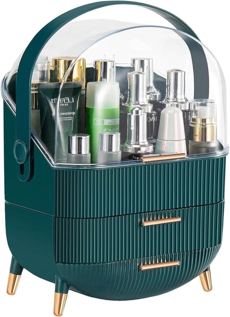 Make-up organizer 3 lagen met laden cosmetica opbergdoos voor badkamer kaptafel en slaapkamer transparant groen grote capaciteit