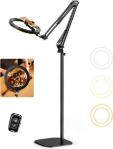 Ringlamp met statief – Bluetooth connectiviteit voor livestream en video – Verstelbare helderheid selfie verlichting – Studio en content creatie