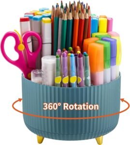 Bureau organizer 360° draaibaar – pennenhouder met 5 vakken – bureau opberger kantooraccessoires – thuiswerk en kantoororganisatie