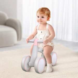 Balansfiets voor kinderen vanaf 1 jaar – Loopfiets baby peuter – 4 wielen zonder pedalen – 12-24 maanden