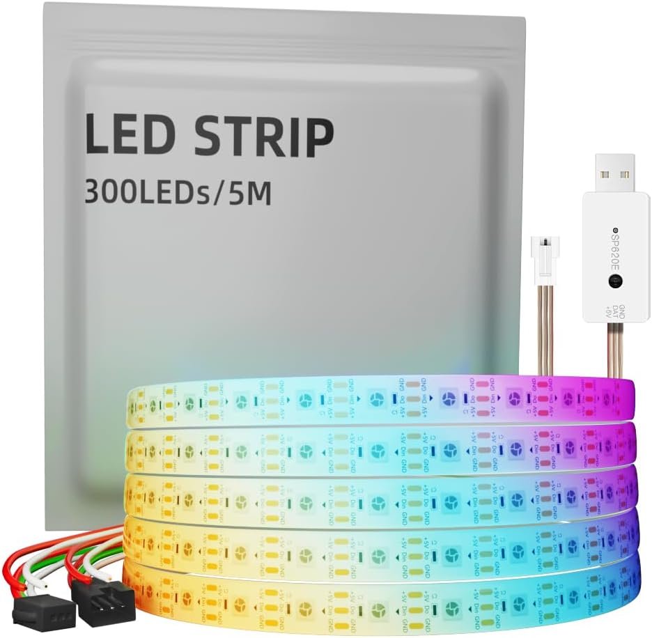 individueel adresseerbare led strip 5m rgbic 300 leds 5050 smd flexibele lichtstrip diy woondecoratie sfeerverlichting energieklasse f